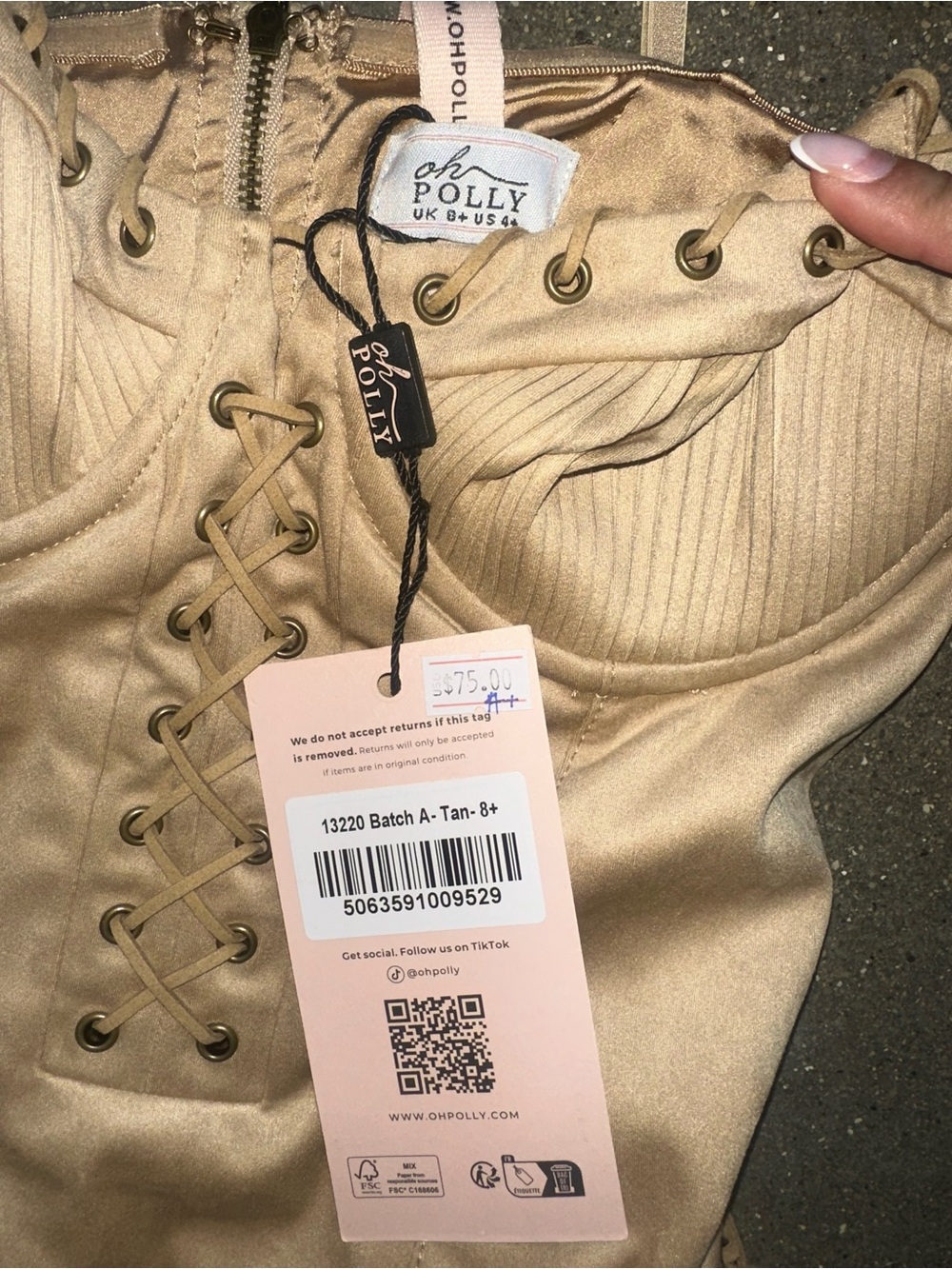 Oh Polly Tan Lace-Up Bustier Mini Dress - Picture 2 of 4